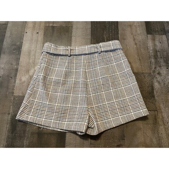 Sadie And Sage Plaid Wool Blend Belted Skort Skirt shorts womens size small brow - Picture 5 of 11